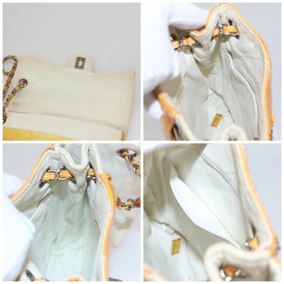 CHANEL Matelasse Chain Shoulder Bag Enamel Yellow CC Auth 106418 - Picture 15 of 16